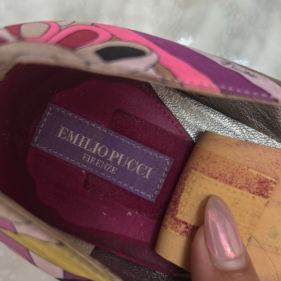 Emilio Pucci Pink and Purple Multi Color Patterned Flats 37 - Picture 2 of 10